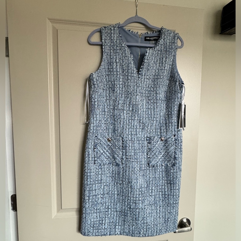 Brand new authentic Karl Lagerfeld blue patterned dress